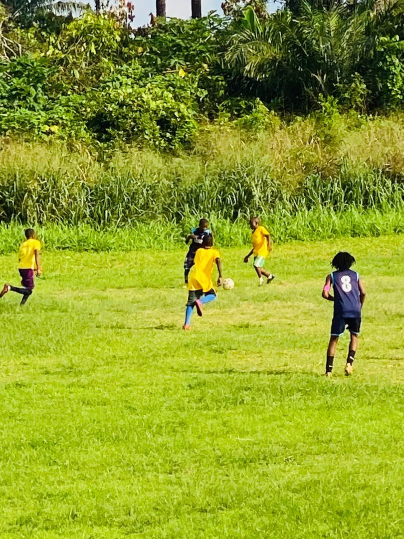 Players competing for the ball during a training match